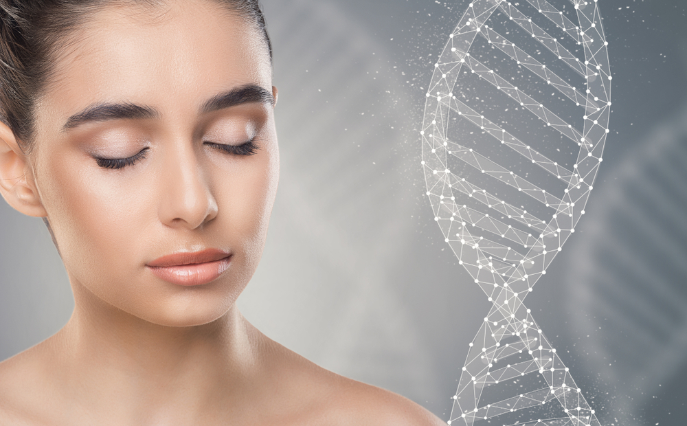 woman with DNA strand